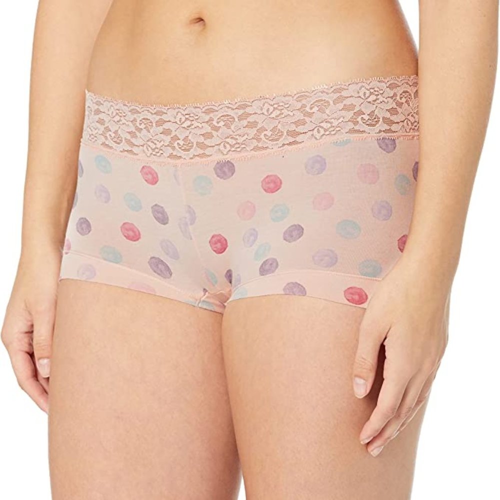 Maidenform NWT Painted Spots Dream Cotton Lace Trim Boyshort 40859 5